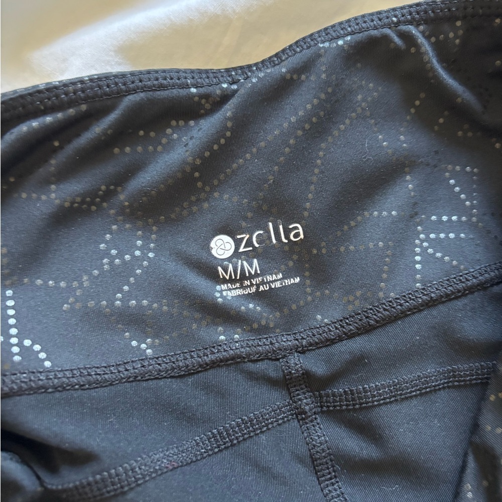 Zella Black Patterned Leggings with Fashion Cutouts - Picture 2 of 7
